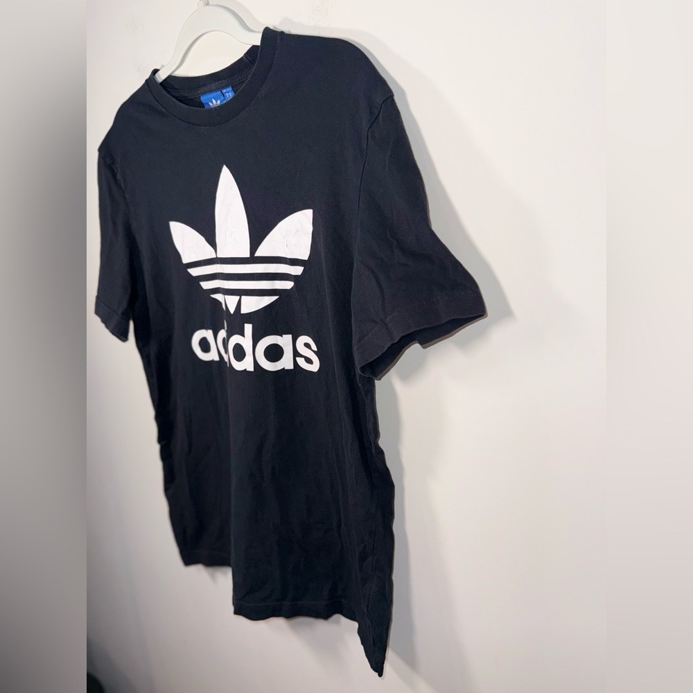 Adidas Classic Cotton Black and White Tee with White Logo Size Medium - Picture 5 of 14